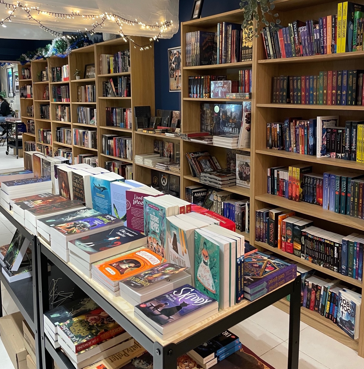 les rayonnages des livres de la librairie L'Antre de Calliopée à Aix-en-Provence.