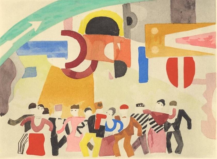 Source : Gallica.bnf.fr / Bibliothèque nationale de France / Rideau de fond pour Skating ring : [estampe] / Fernand Léger.